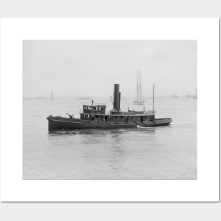 Fireboat in Boston Harbor, 1906. Vintage Photo Posters and Art